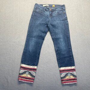 Pilcro And The Letterpress Women Cropped Jeans Colorful Cuff‎ Sz 26 Stet,Stretch
